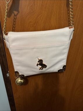 Cream Crossbody Bag with Gold Unicorn Accent